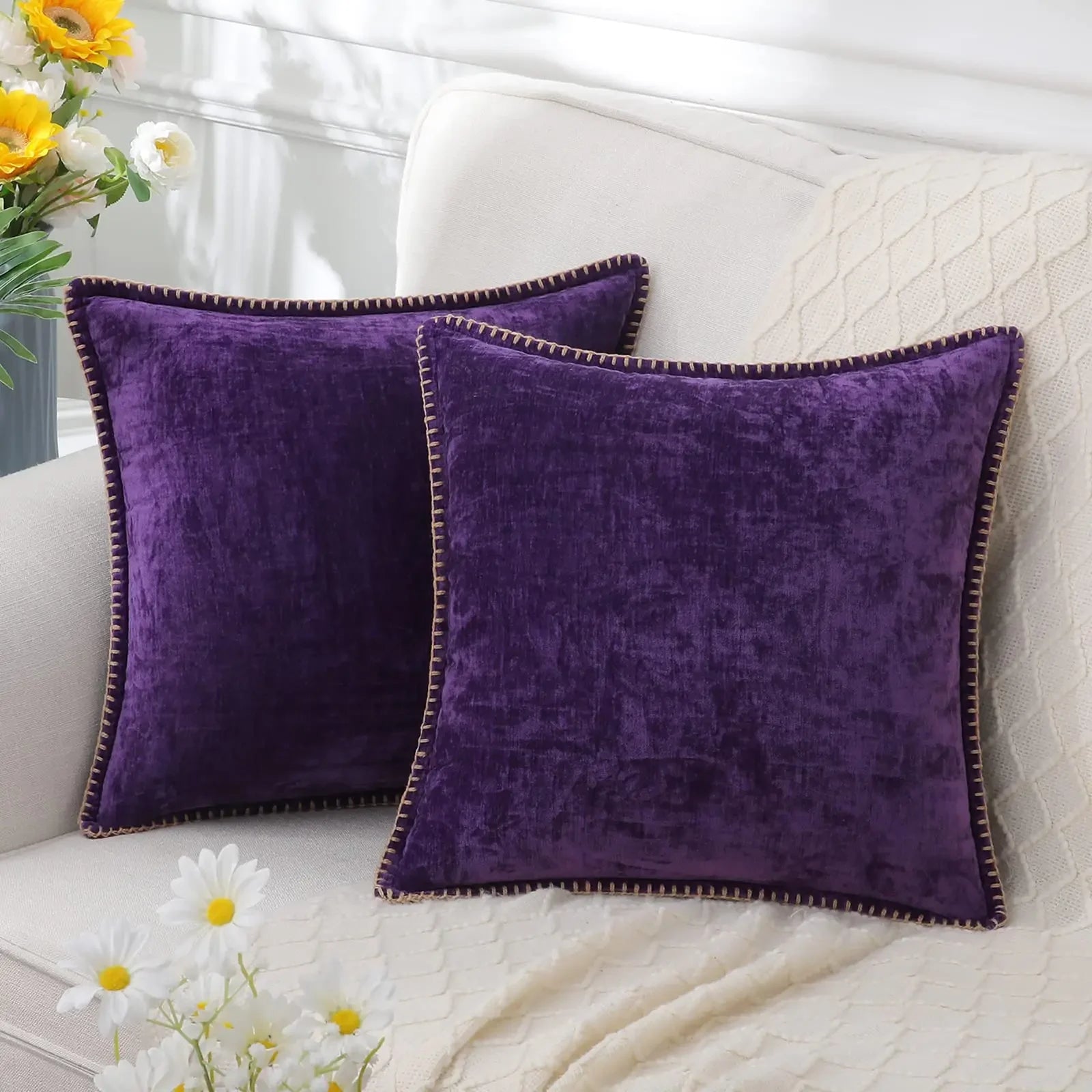 Blue Chenille Cushion Cover