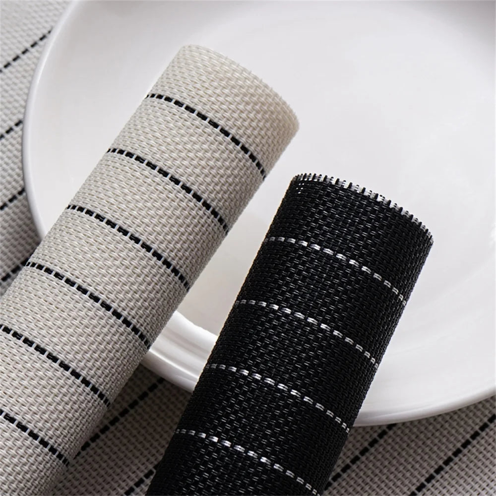 Table Mat Set Non-Slip Bowl Pad Coaster Set Washable PVC Dining Table Placemats