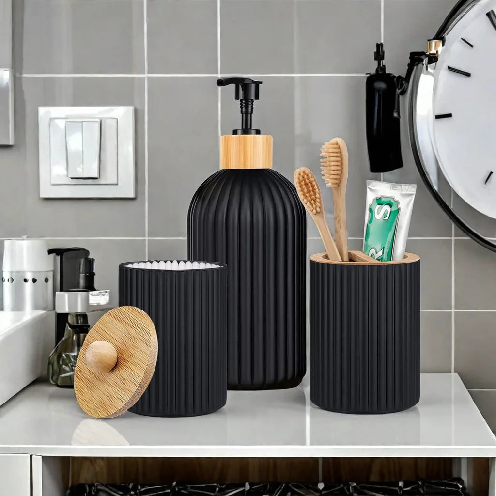 Bathroom Countertop Container Soap Dispenser Cotton Ball Storage Box Toothbrush Holder