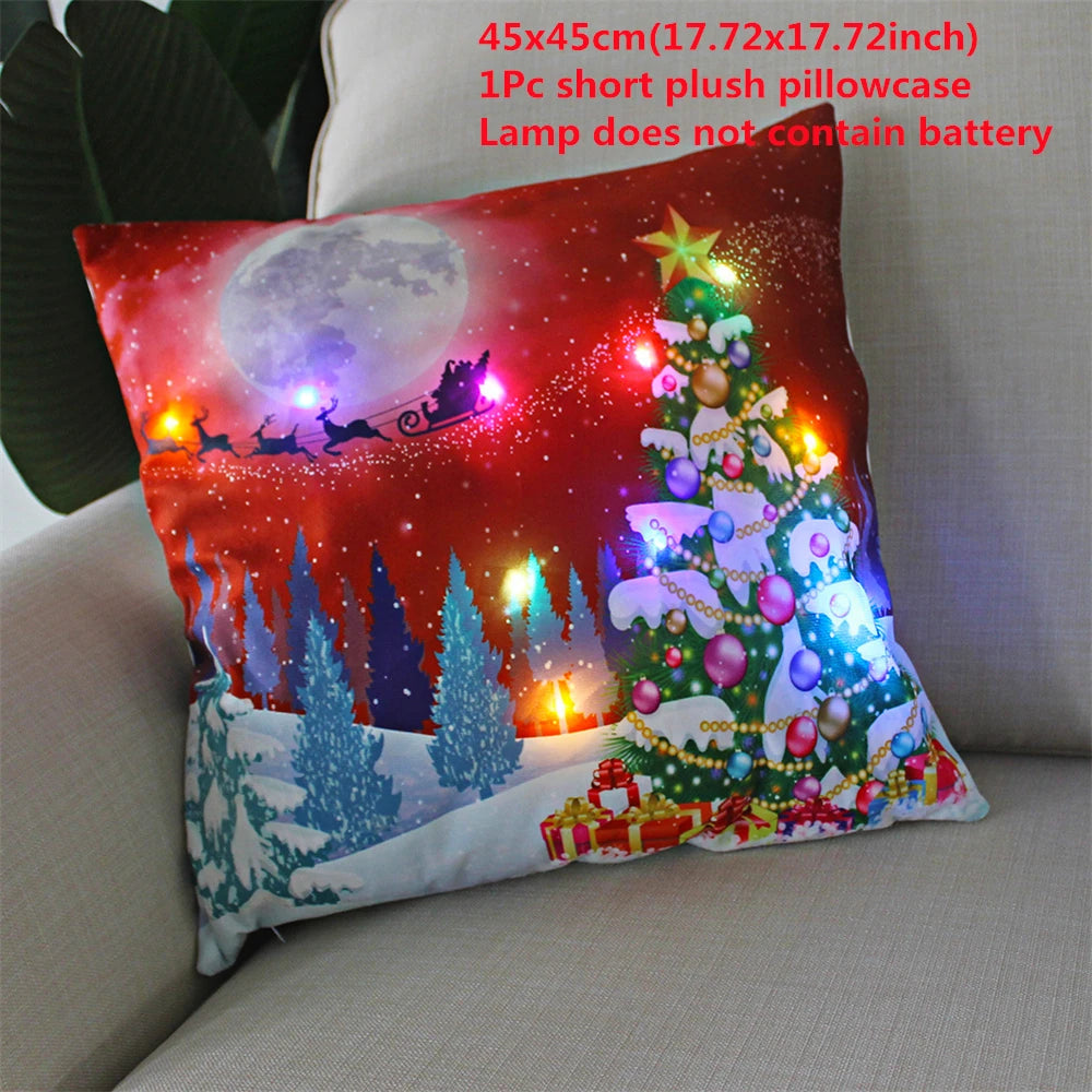 Christmas  decoration  Catted LED   pillow cover Navidad New Year Gift 45x45cm