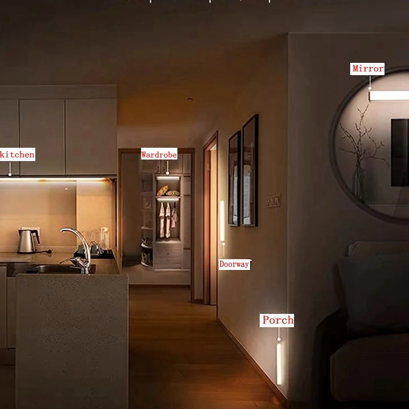 LED Motion Sensor Light Wireless Night Light Type C Rechargeable Light