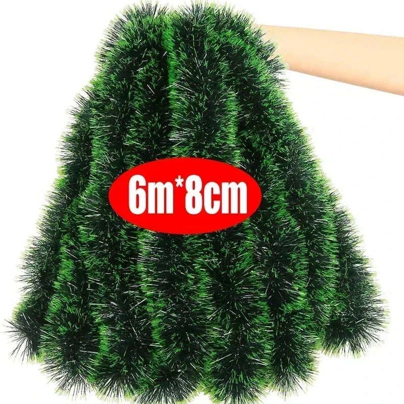 2M Christmas Ribbon Garland Green Cane Tinsel Xmas Tree Hanging Pendent Ornaments