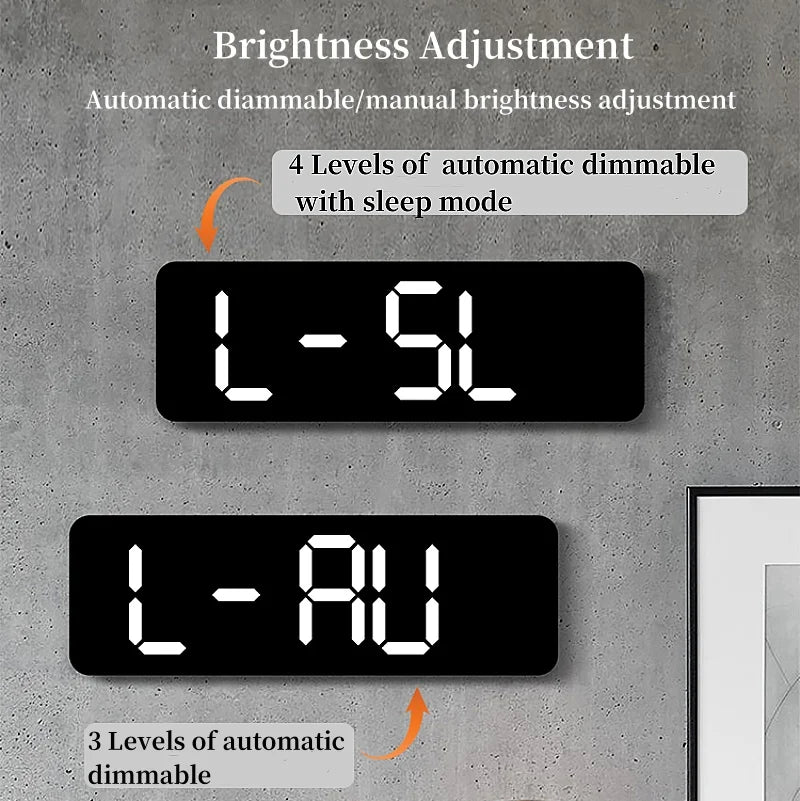 9 Inch Large Digital Wall Clock USB Powered TEMP Humidity Week Auto Dimmer DST Table Clock