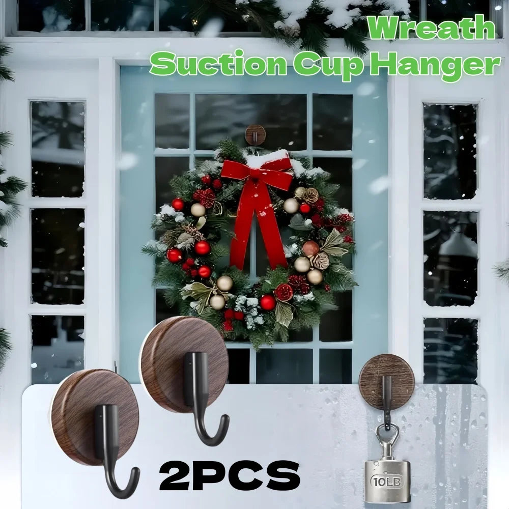 2PCS Christmas Door Wreath Hook Suction Cup Hook Christmas Decor For different festivals