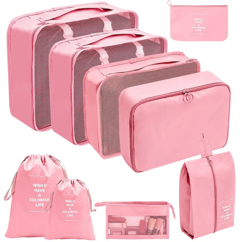 7/8/9/10 Pcs Set Travel Organizer Storage Bags Suitcase Packing Cubes Portable Luggage