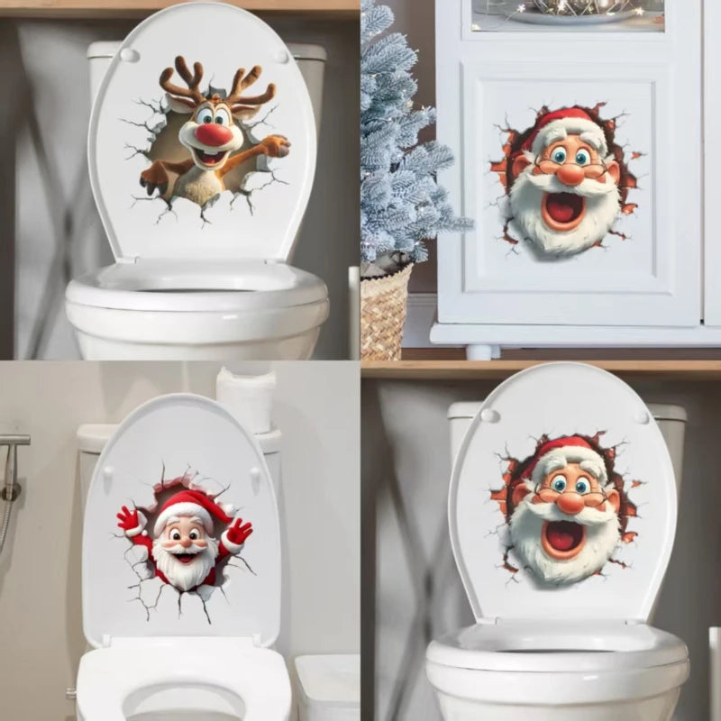 Christmas Santa Toilet Sticker Christmas Party Decoration Navidad Natal New Year Gift