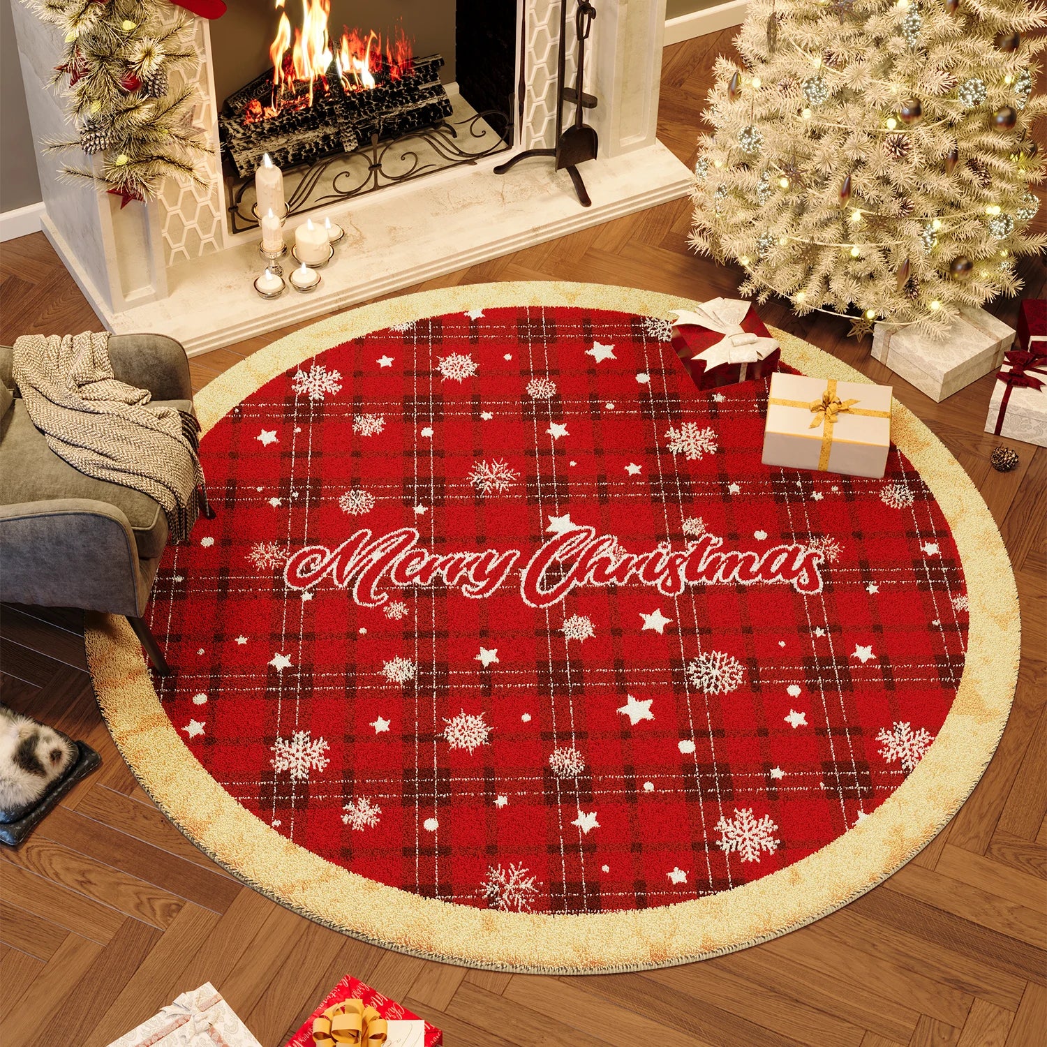 Wind Round Premium Bedroom Carpet Festive Atmosphere Decoration Tree Floor Mat