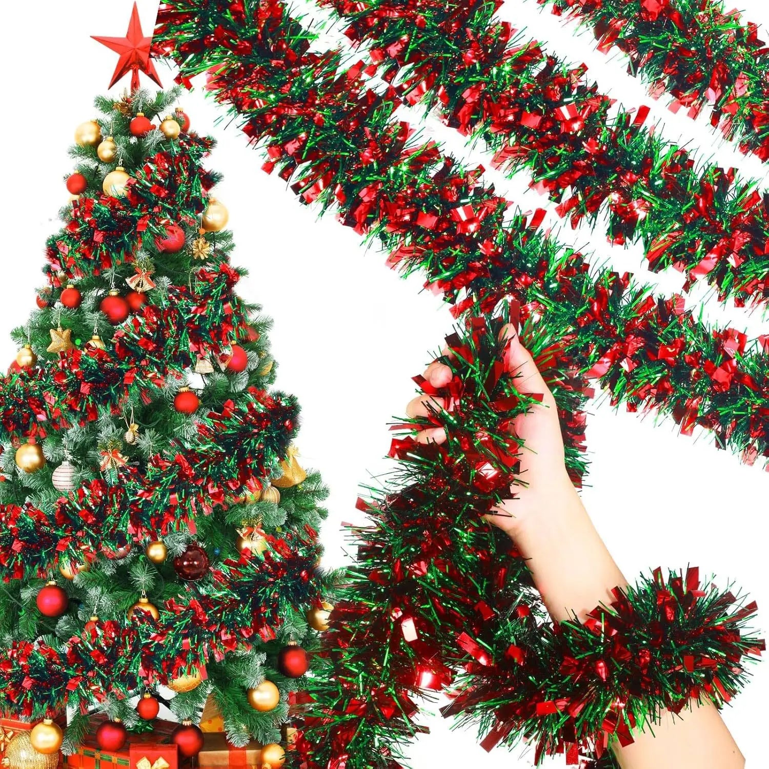 Christmas Tree Decorations Tinsel Garland Metallic Shiny Garland for Christmas Decoration