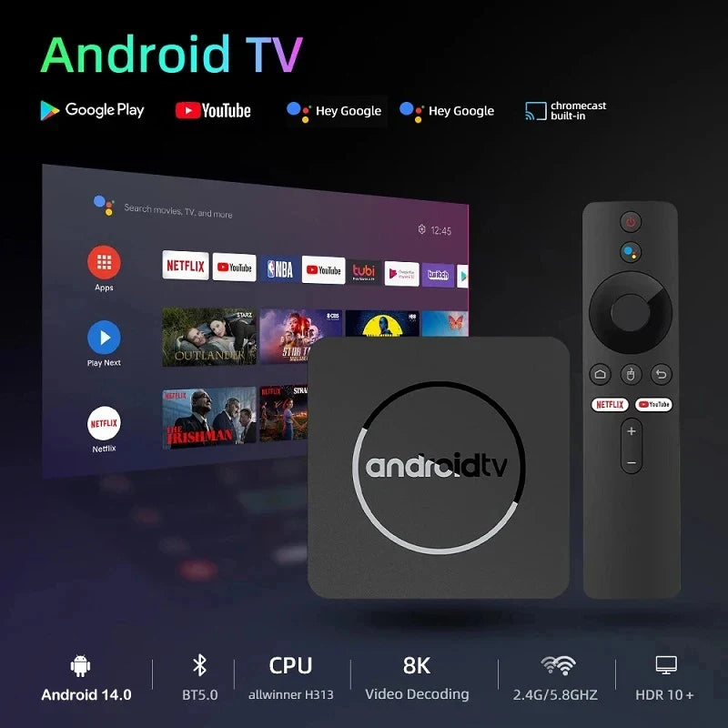 Android14 8K HDR10+Smart TV Box 128G Dual Wifi Media Player with Google Assistant