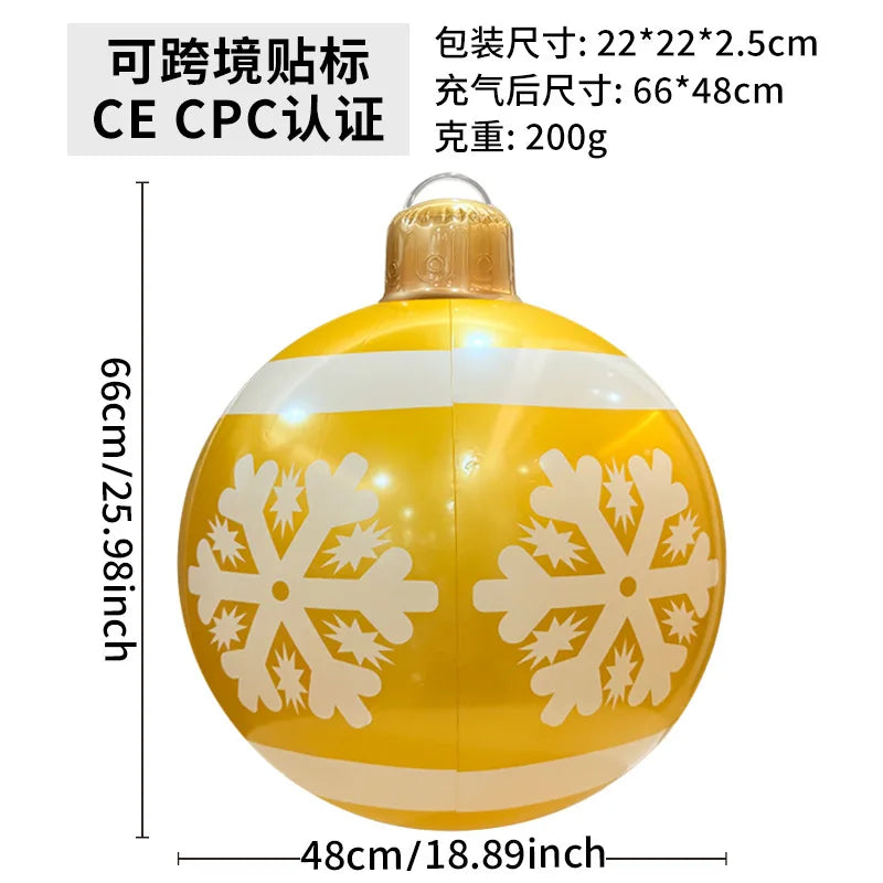 60cm Giant Luminous Inflatable Christmas Ball With No Lights Pvc Outdoor Xmas Decoration