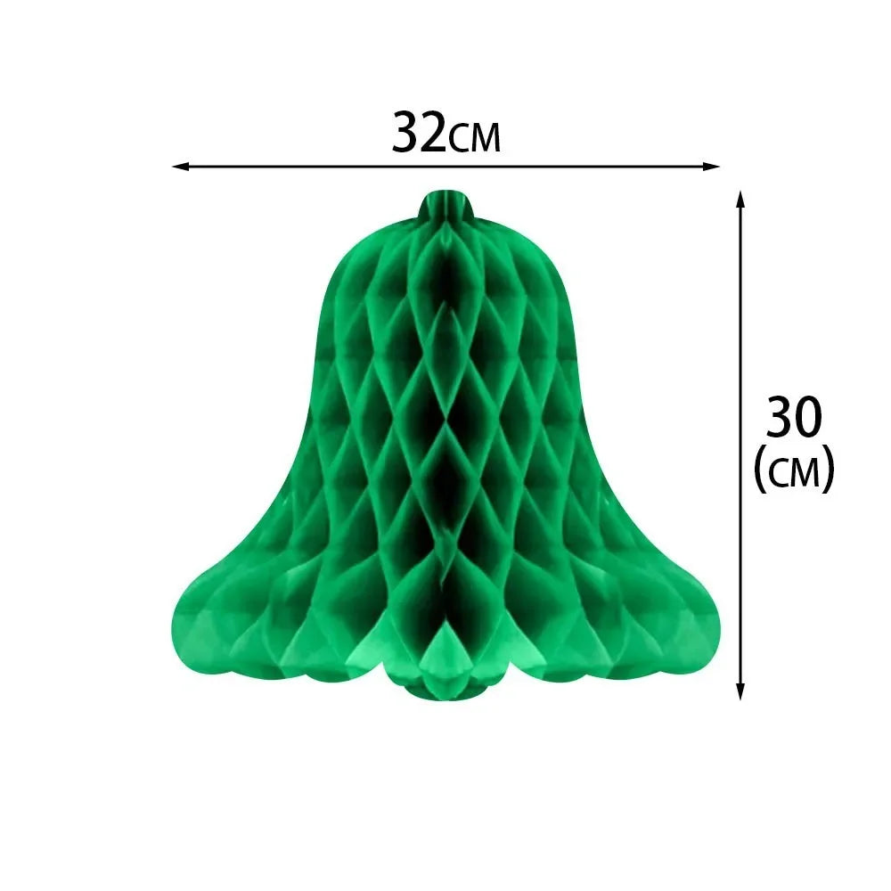 Christmas Honeycomb Ball Hanging Pendant 3D Xmas Tree Bell Hats Drop Ornaments