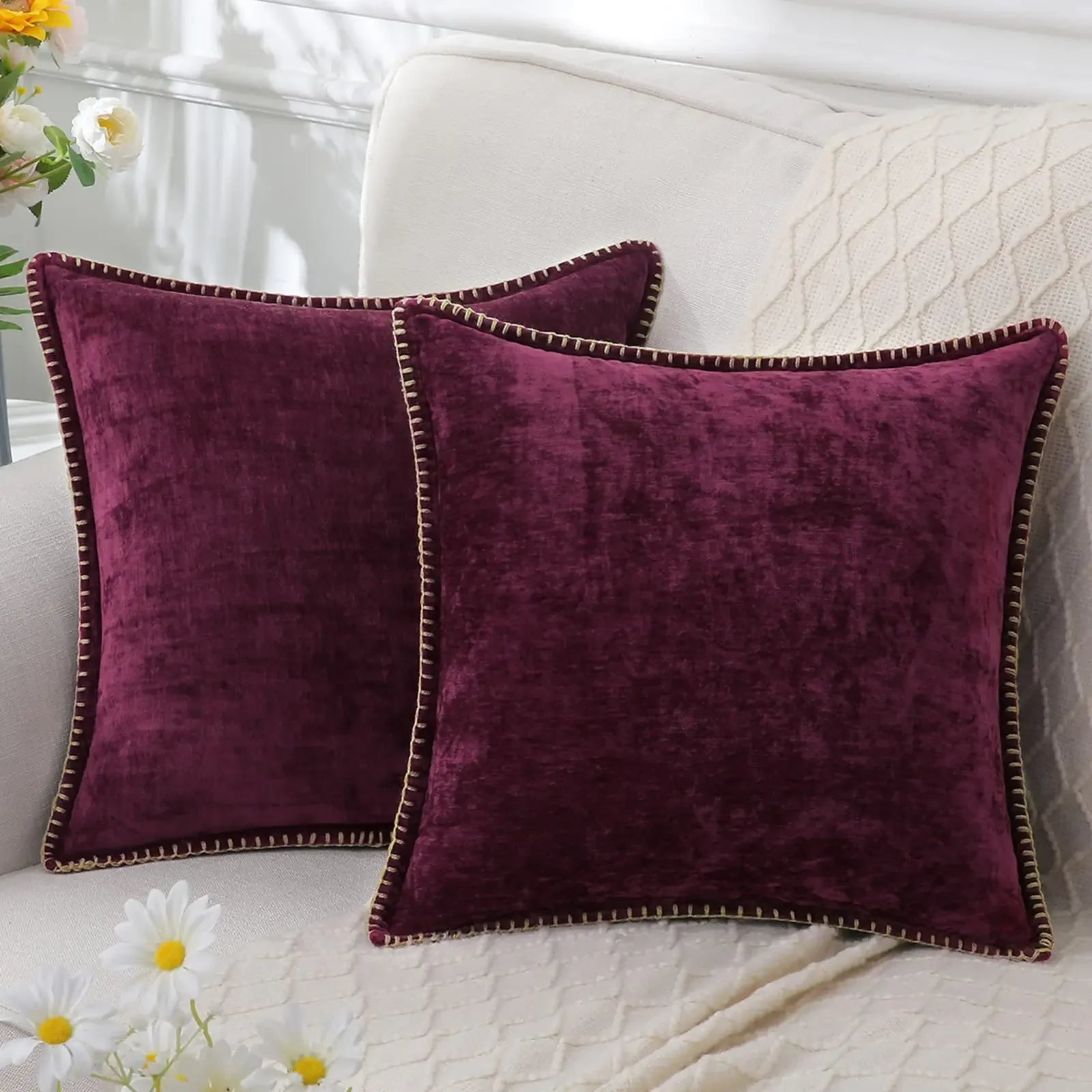 Blue Chenille Cushion Cover