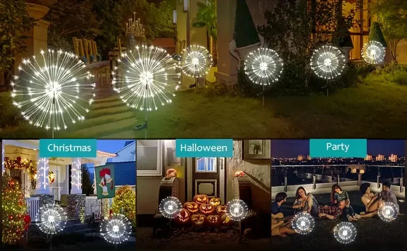 Outdoor Waterproof Solar Garden Lights 8 Lighting Modes with Remote Control