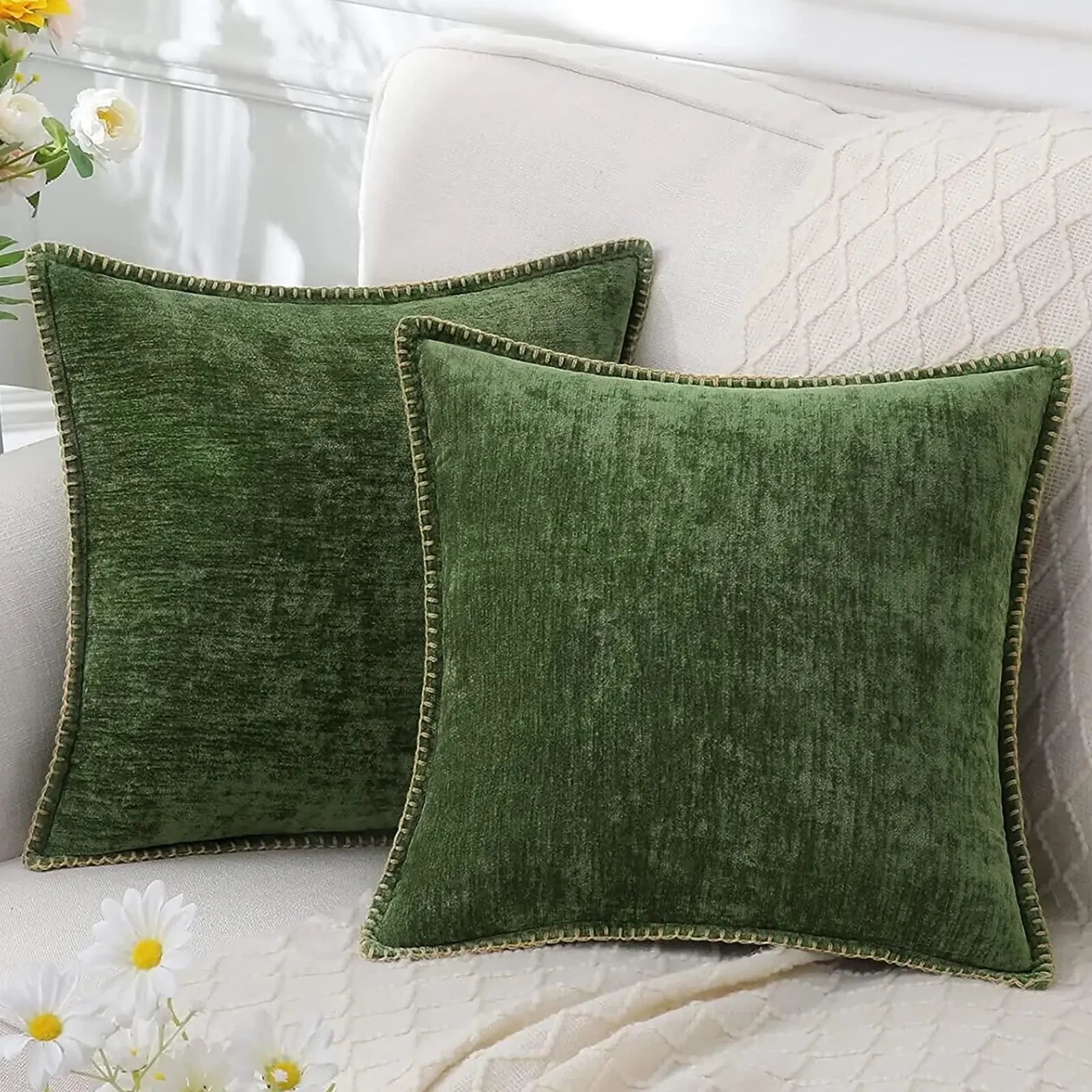 Blue Chenille Cushion Cover