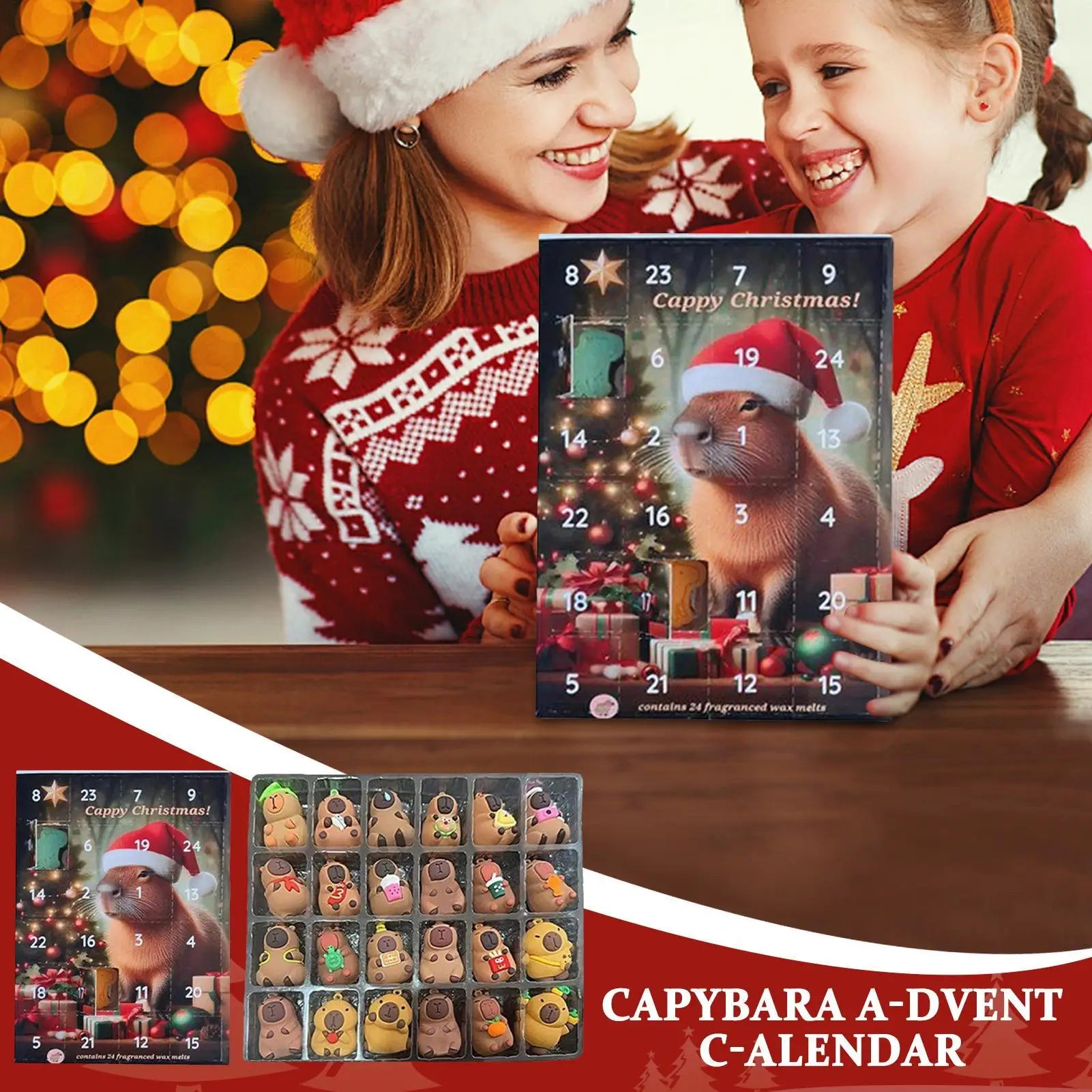 Christmas Capybara Countdown Calendar 24pcs 3d Miniature Doll Christmas Tree Ornament