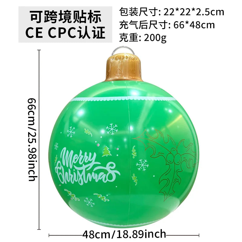 60cm Giant Luminous Inflatable Christmas Ball With No Lights Pvc Outdoor Xmas Decoration