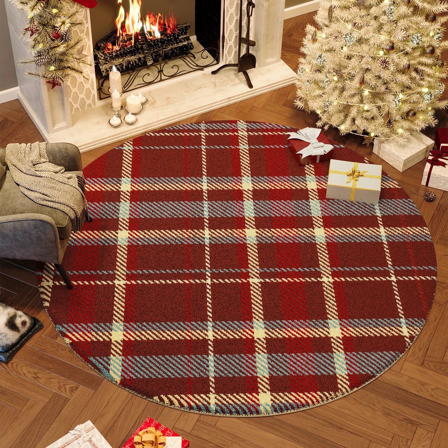 Wind Round Premium Bedroom Carpet Festive Atmosphere Decoration Tree Floor Mat