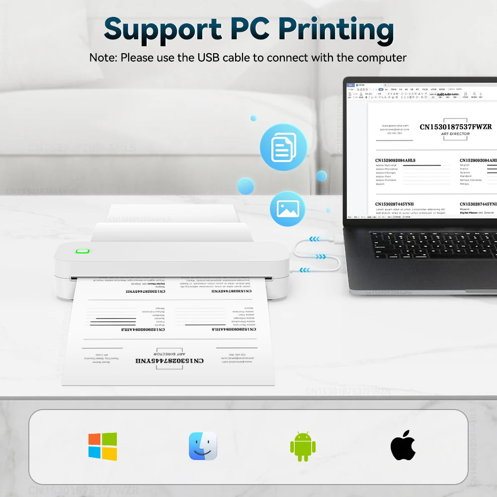 Inkless Printer Portable A4 Thermal Printer Wireless Bluetooth for Android /  App Store