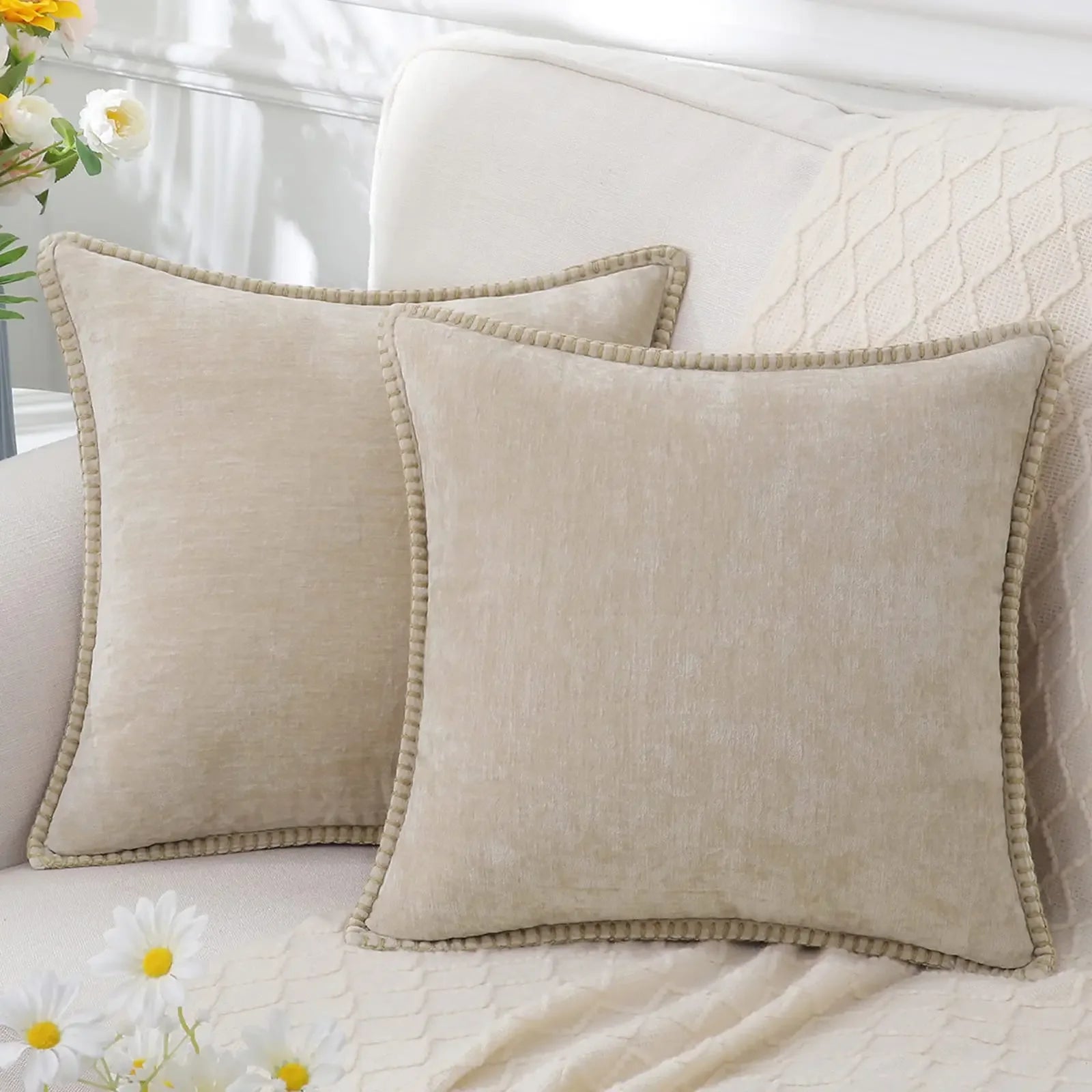 Blue Chenille Cushion Cover