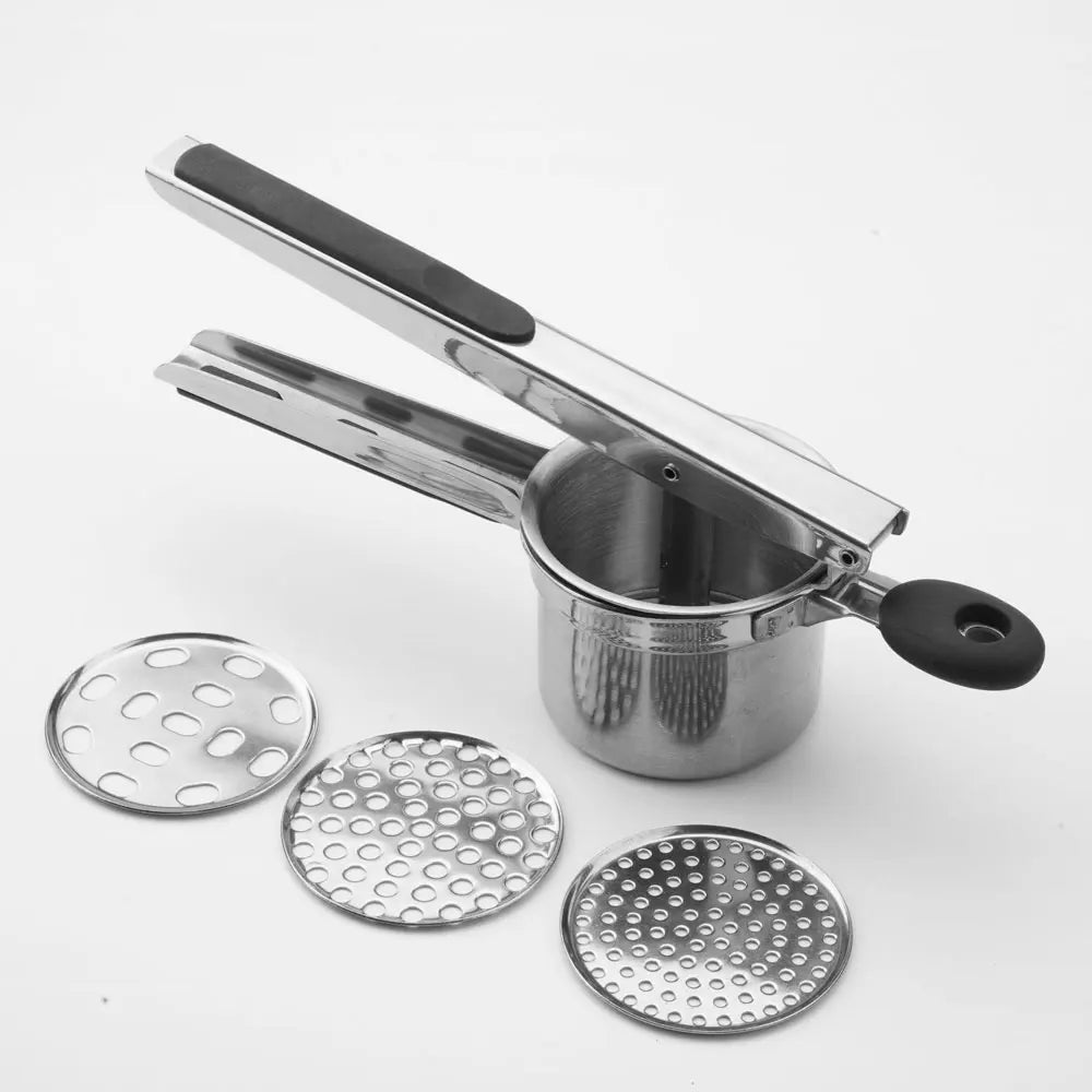 Heavy Duty Potato Masher With 3 Interchangeable Discs