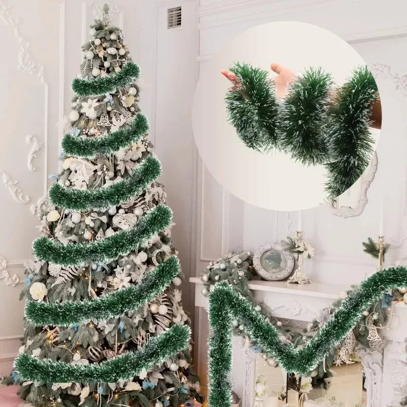 2M Christmas Ribbon Garland Green Cane Tinsel Xmas Tree Hanging Pendent Ornaments