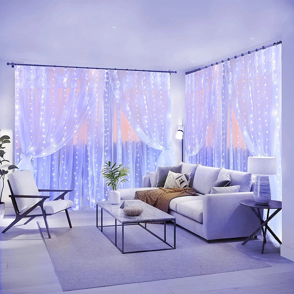 LED Curtain Garland Lights 8 Modes USB Power Remote Control Waterproof Fairy Lighting
