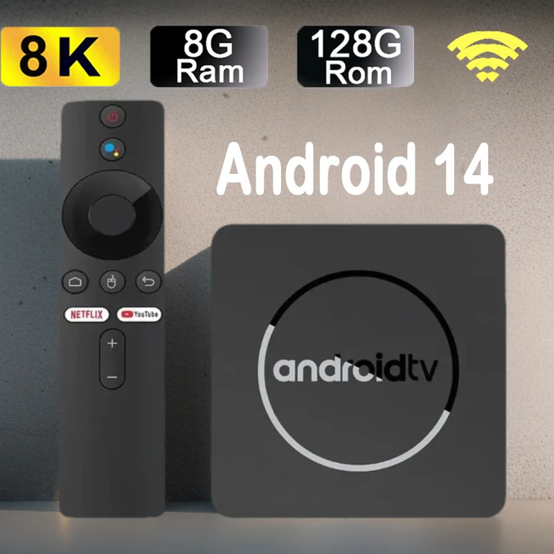Android14 8K HDR10+Smart TV Box 128G Dual Wifi Media Player with Google Assistant