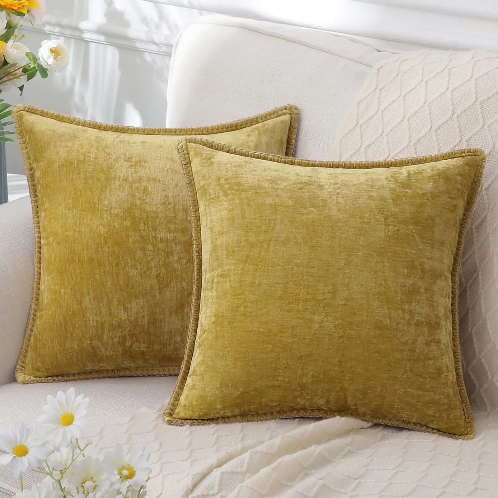 Blue Chenille Cushion Cover
