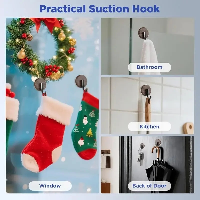 2PCS Christmas Door Wreath Hook Suction Cup Hook Christmas Decor For different festivals