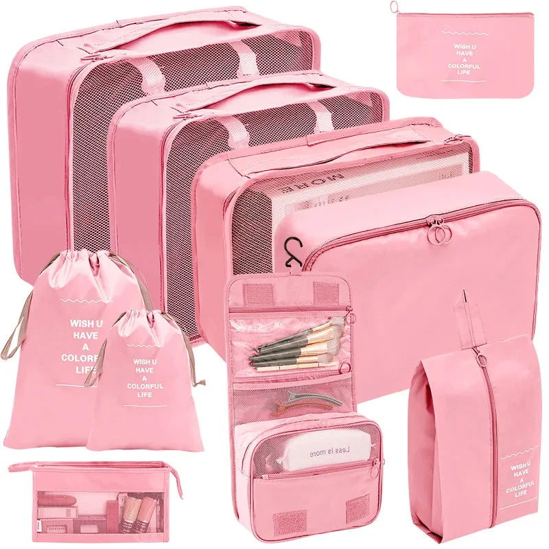7/8/9/10 Pcs Set Travel Organizer Storage Bags Suitcase Packing Cubes Portable Luggage