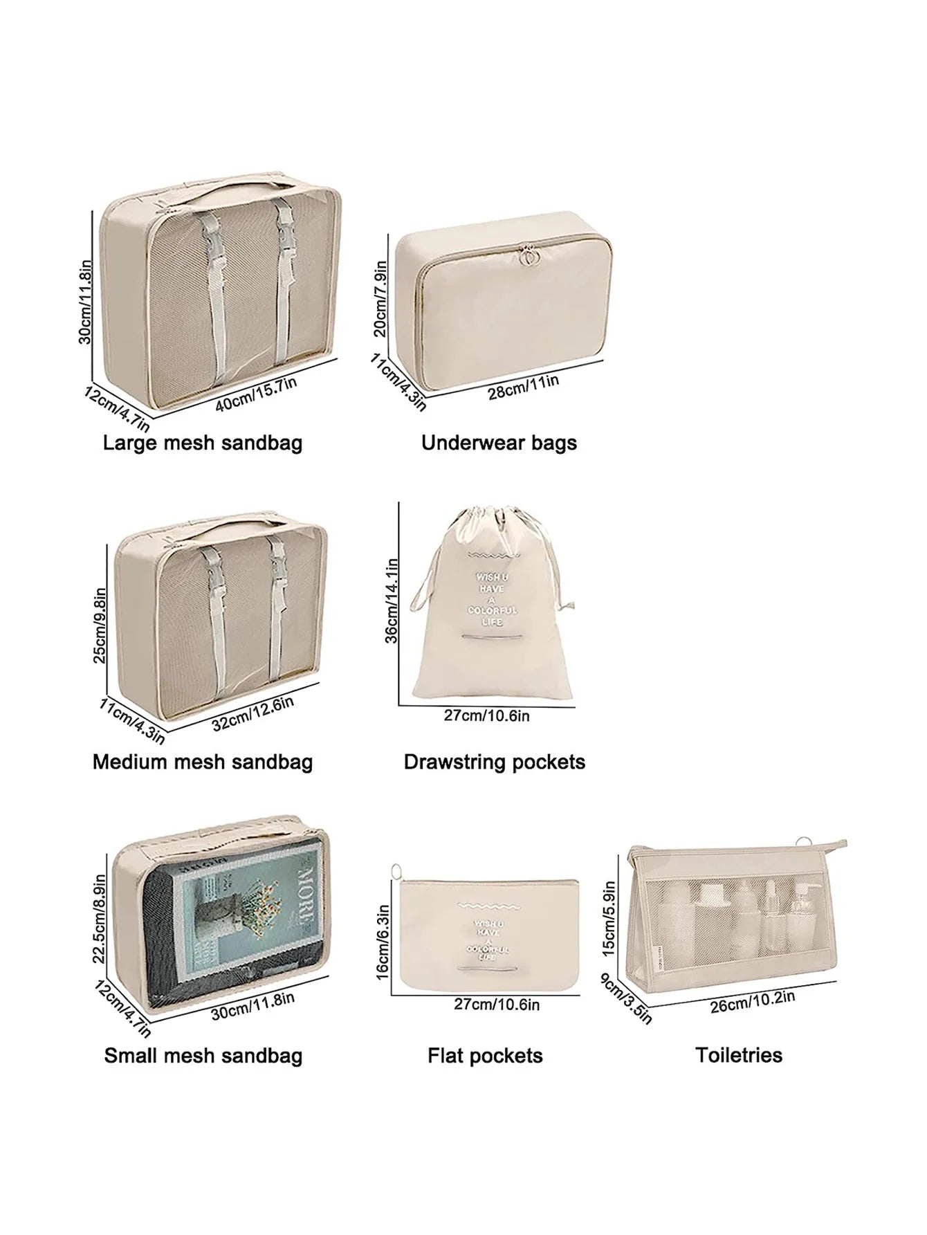 7/8/9/10 Pcs Set Travel Organizer Storage Bags Suitcase Packing Cubes Portable Luggage