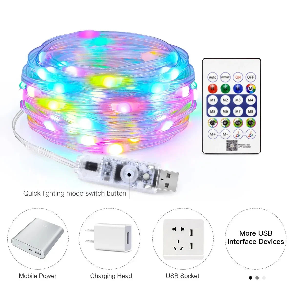 5M/10M/15M/20M USB Sting Light Bluetooth APP DIY LED Fairy Lights Garland Decoration