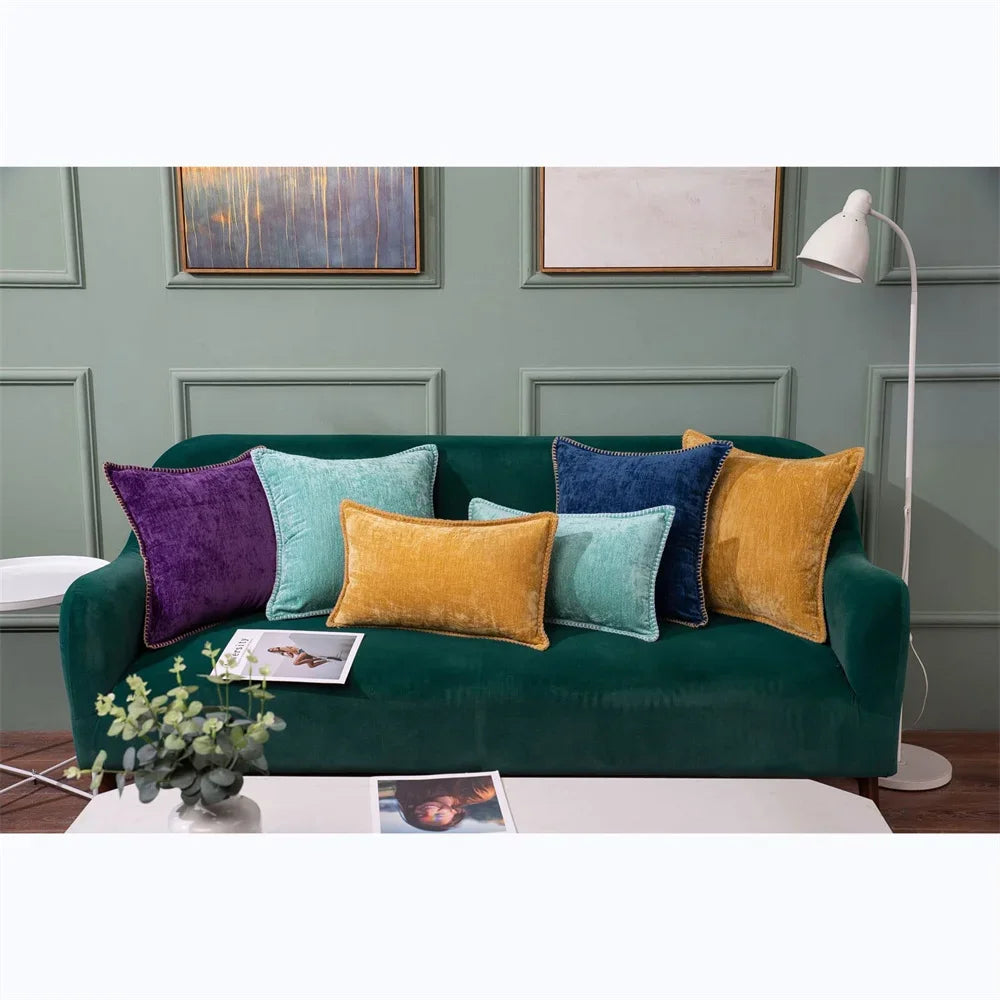 Blue Chenille Cushion Cover