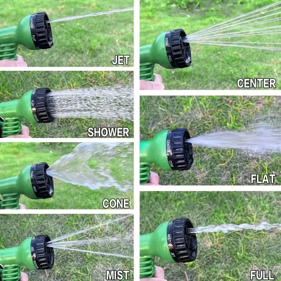 25FT-200FT Expandable Magic Hose 7 Water Spraying Hose Set
