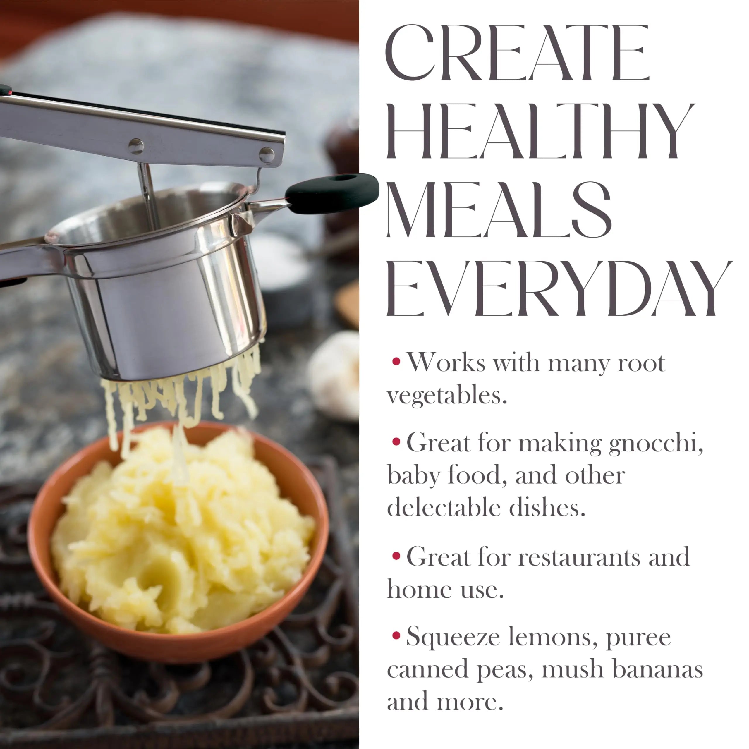 Heavy Duty Potato Masher With 3 Interchangeable Discs
