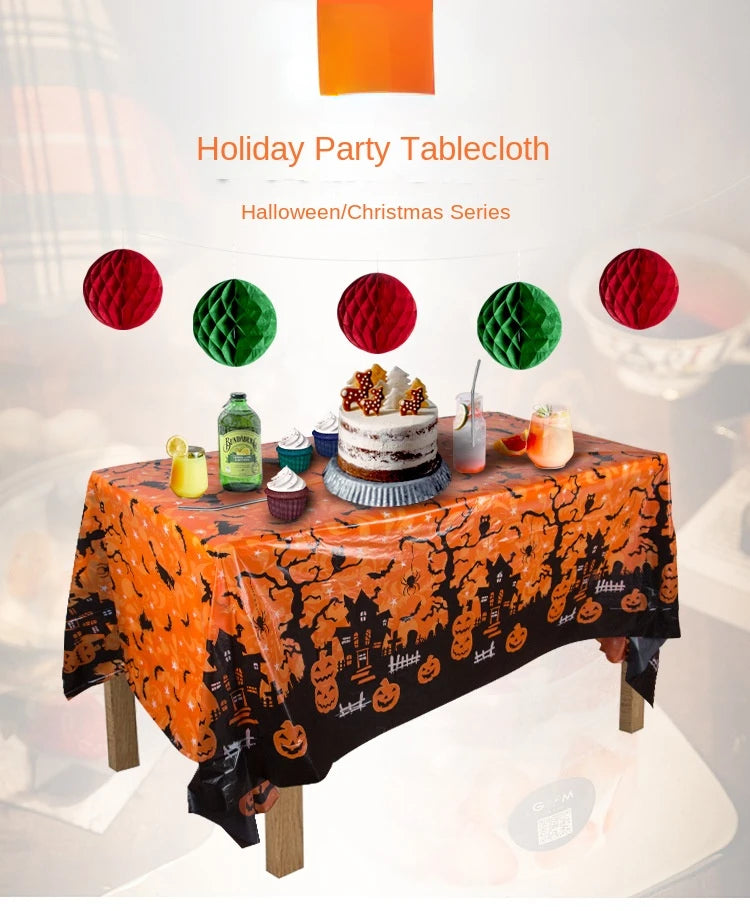 Halloween Decoration Tablecloth Pumpkin Spider Web Table Cover Table Decoration