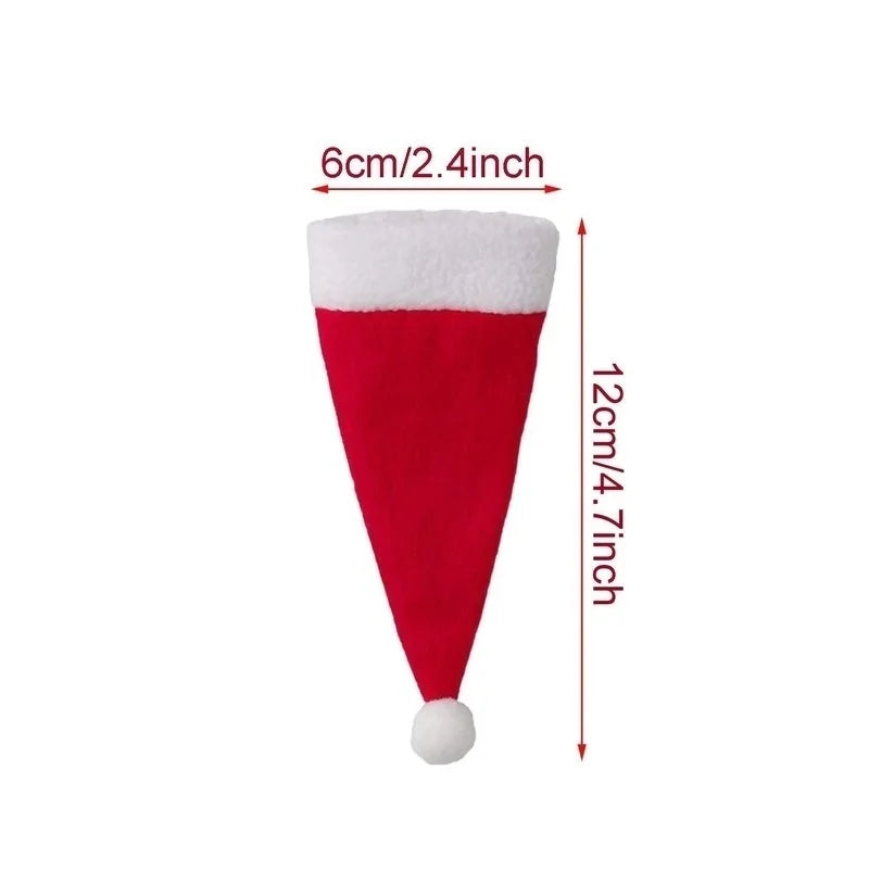 Christmas Tableware Bag Holder Christmas Hat Fork Knife Cutlery Bag Christmas Ornament