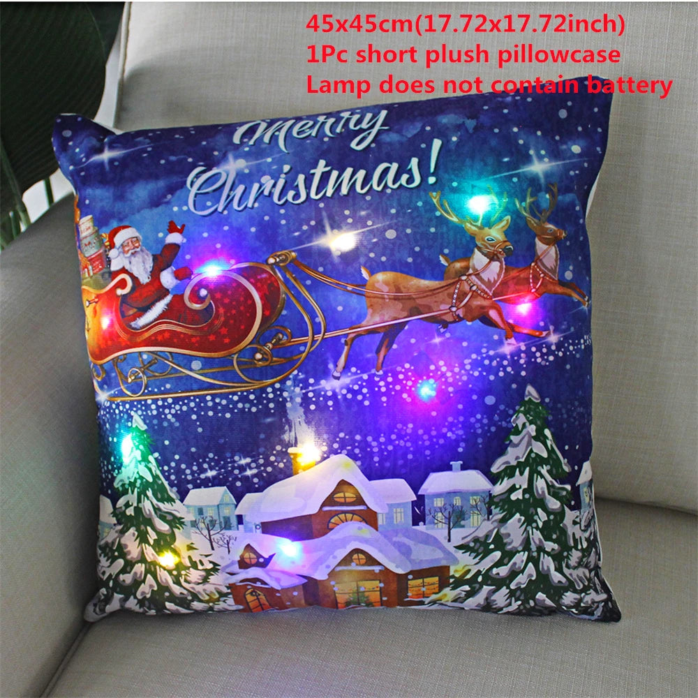 Christmas  decoration  Catted LED   pillow cover Navidad New Year Gift 45x45cm