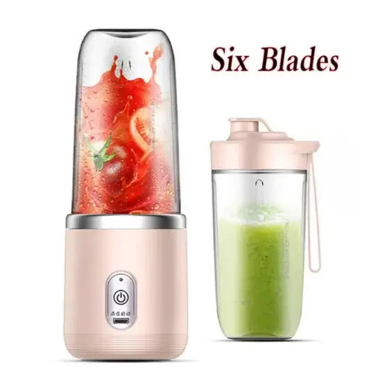 6 Blades Electric Juicer 2 Cups For Travel Portable Juicer Mixer Usb Charge Personal Blender