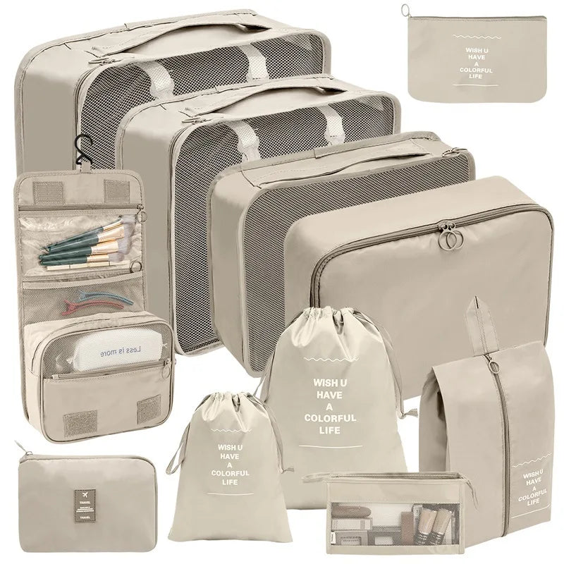 7/8/9/10 Pcs Set Travel Organizer Storage Bags Suitcase Packing Cubes Portable Luggage