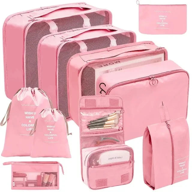 7/8/9/10 Pcs Set Travel Organizer Storage Bags Suitcase Packing Cubes Portable Luggage