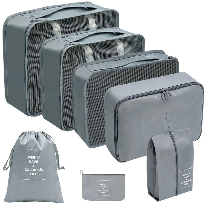 7/8/9/10 Pcs Set Travel Organizer Storage Bags Suitcase Packing Cubes Portable Luggage