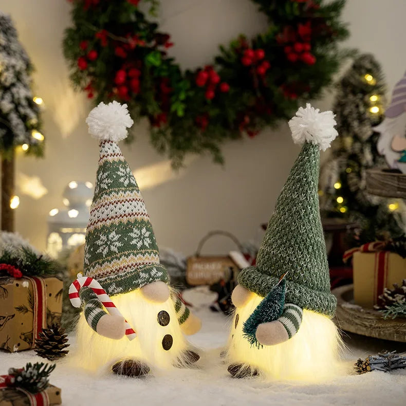 30cm Glowing Knitted Doll Couple with Led Night Light Christmas Decorations