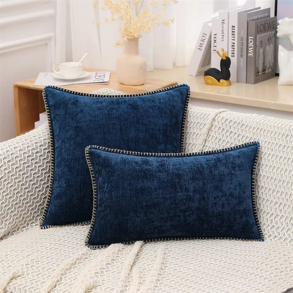 Blue Chenille Cushion Cover