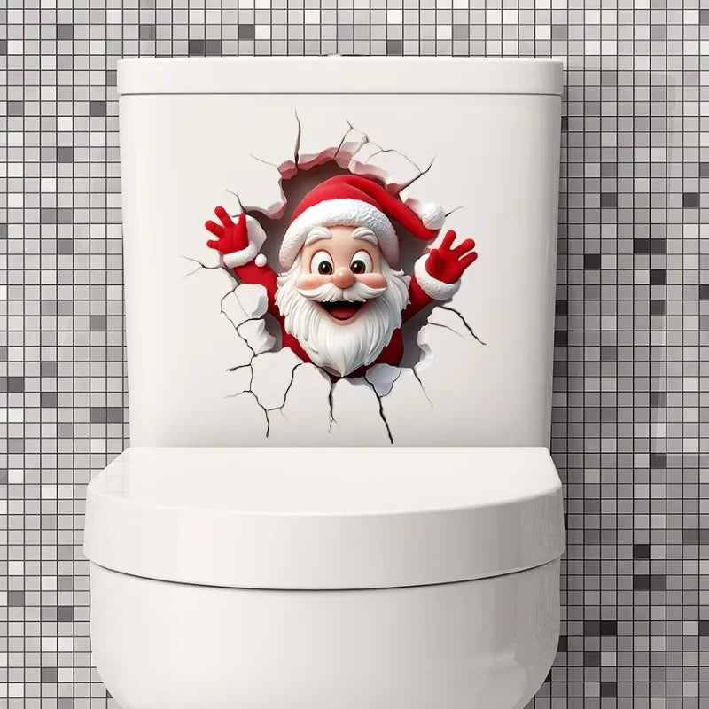 Christmas Santa Toilet Sticker Christmas Party Decoration Navidad Natal New Year Gift