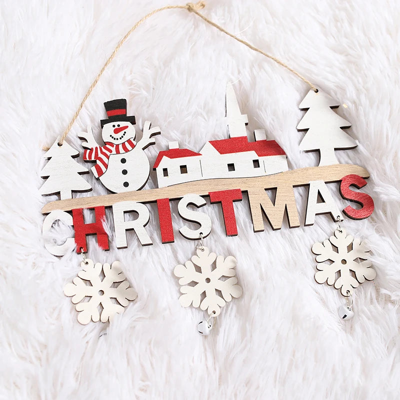 Santa Claus Wooden Hanging Ornament Christmas Decoration for Home Door Tree Pendants