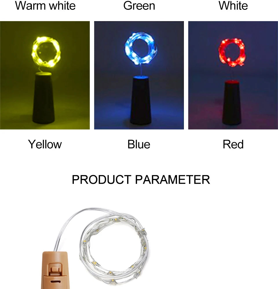 Wine Bottle Cork LED String Holiday Fairy Lights Christmas Tree Wedding Party Decor