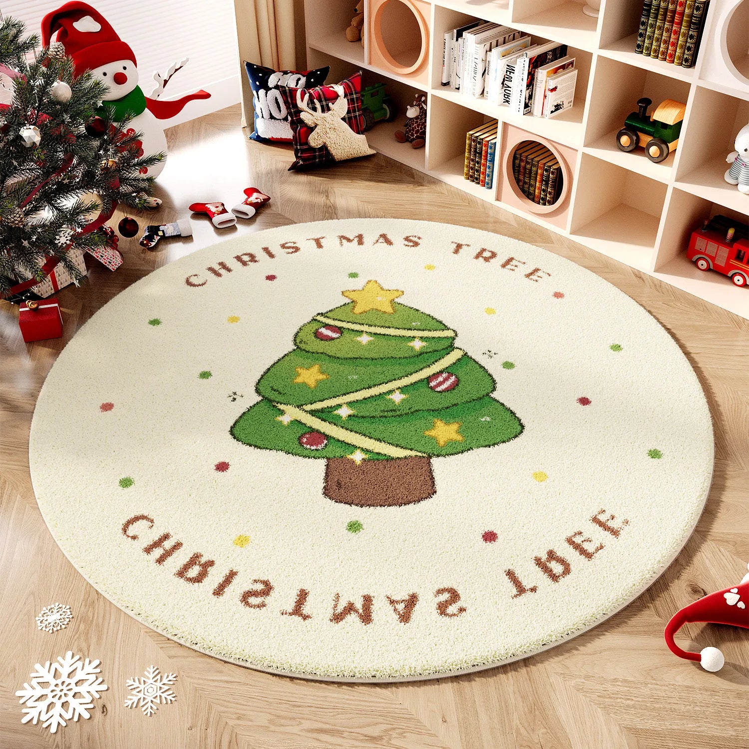 Wind Round Premium Bedroom Carpet Festive Atmosphere Decoration Tree Floor Mat