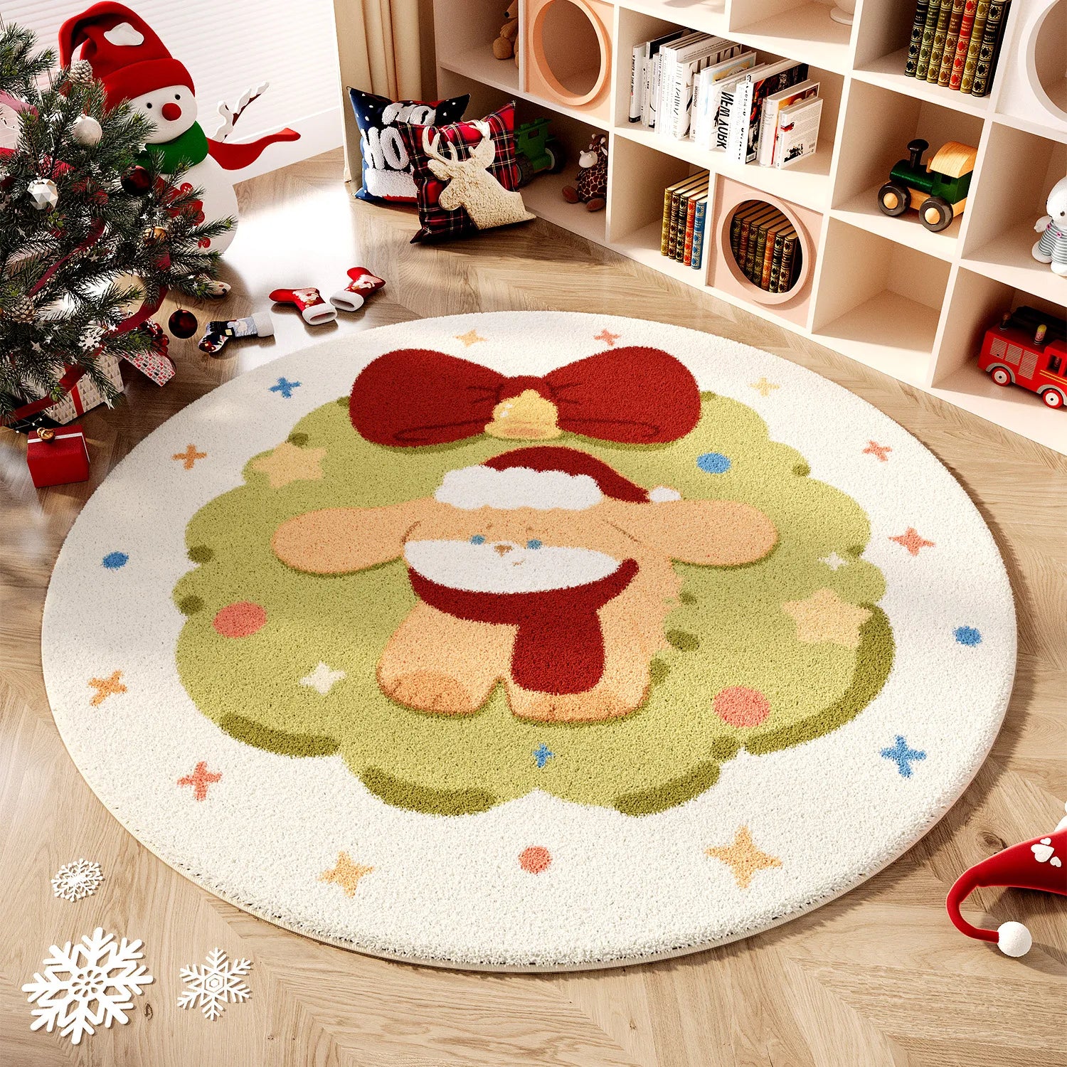 Wind Round Premium Bedroom Carpet Festive Atmosphere Decoration Tree Floor Mat