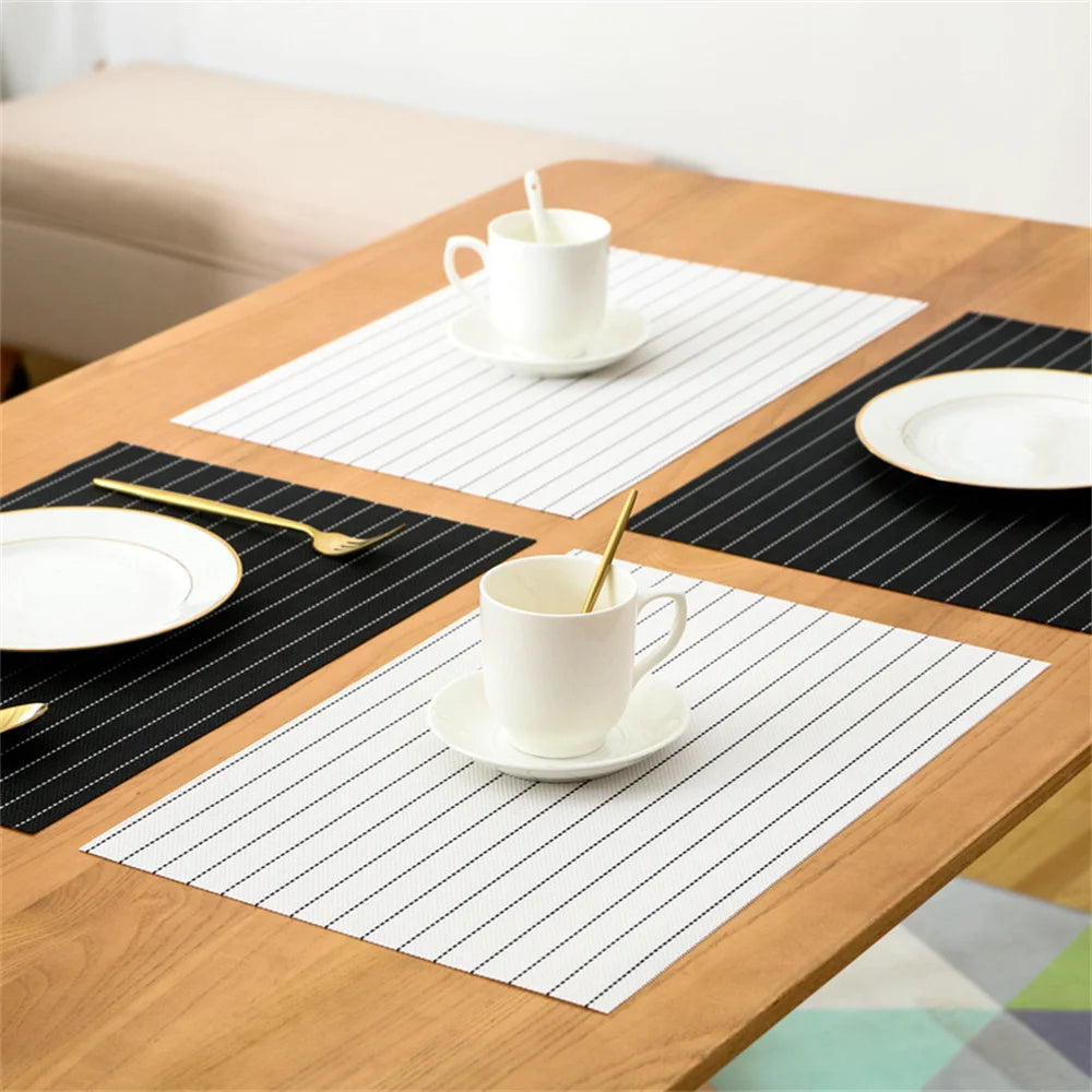 Table Mat Set Non-Slip Bowl Pad Coaster Set Washable PVC Dining Table Placemats